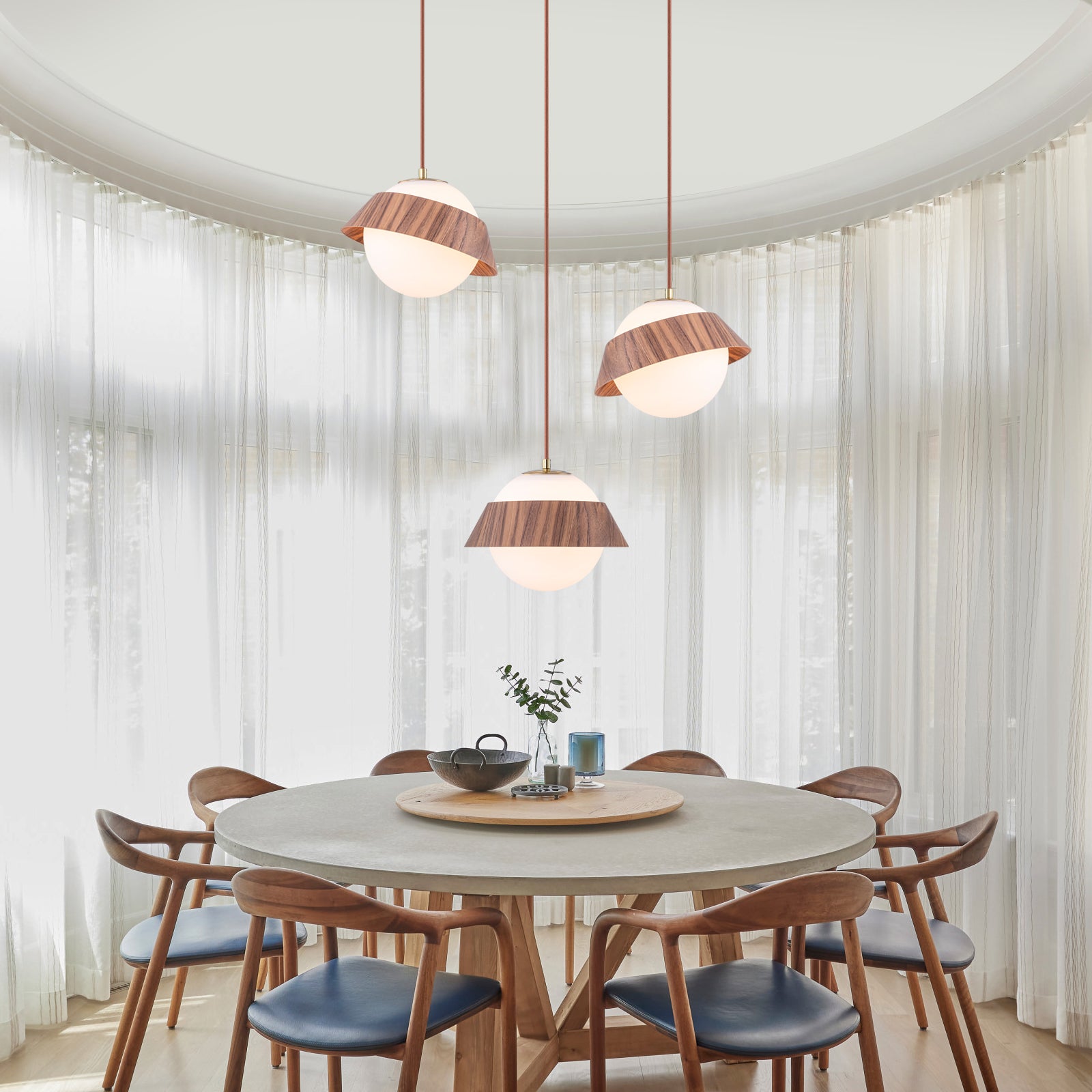 10.63 in. 1-Light Wooden Globe Hanging Pendant Light with White Glass Shade for Kitchen Island, Bedroom