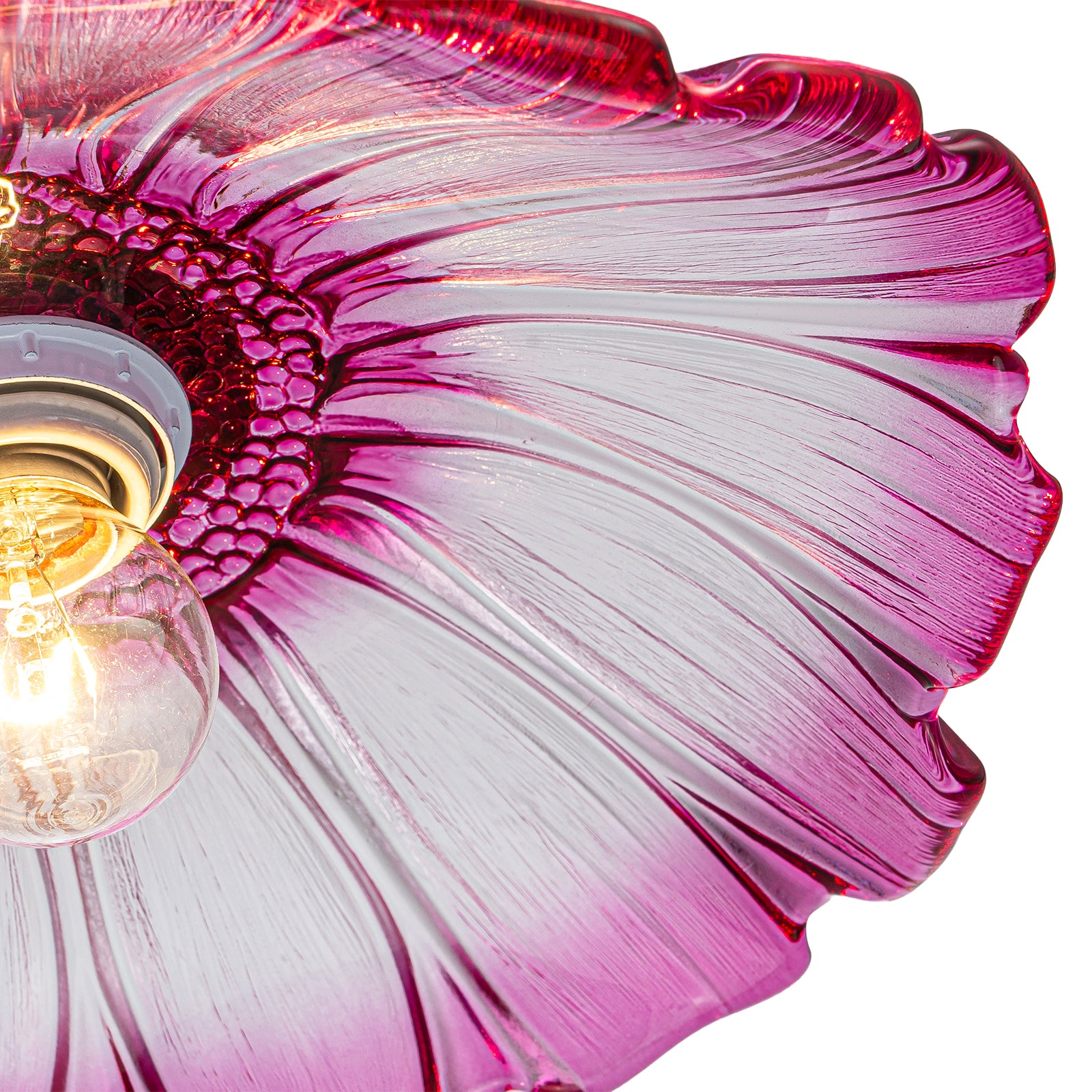 11.02 in. 1-Light Modern Pink Hanging Pendant Light with Flower Shaped Glass Shade for Bedroom, Kitchen Island
