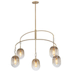 5/7-Light 2/3-Tier Antique Gold Metal Chandelier Pendant with Oval Glass Shades for Living Room, Kitchen Island
