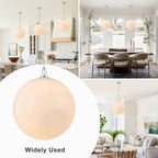 Chrome Modern Globe Hanging Pendant Light with White Bubble Glass Shade for Kitchen Island, Dining