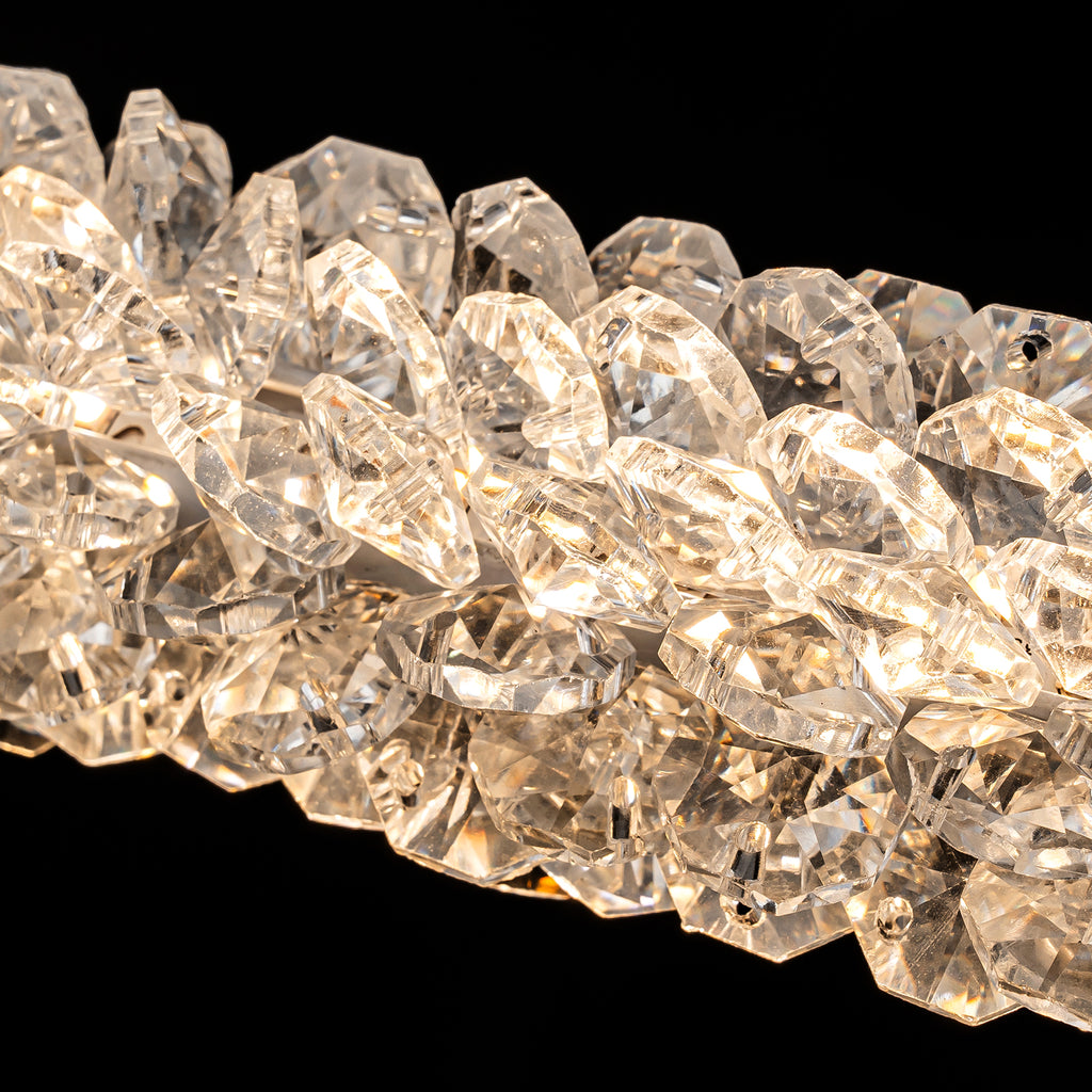 1-Light Modern Gold Metal Ring Crystal Integrated LED Pendant Light Dimmable Chandelier for Dining Room