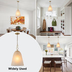 1-Light Modern Gold Bell Shaped Chandelier Hanging Light with Champagne-Colored Glass Shade for Dining Room