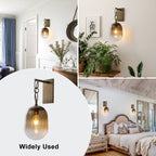 7.09 in. 1-Light Antique Metal Wall Sconce with Oval Gradient Color Glass Shade for Bedroom, Bathroom, Hallway