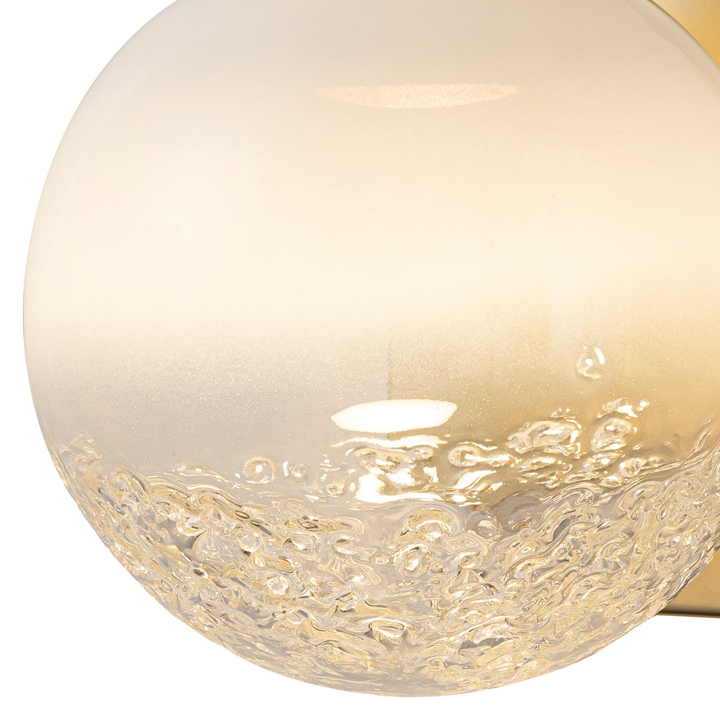 5.9 in. 1-Light Modern Gold Globe Integrated LED Wall Sconce Light with White Glass Shade for Bathroom Hallway