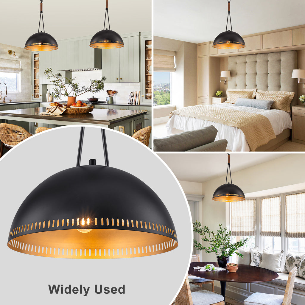 15.75 in. 3-Light Vintage Industrial Metal Dome Pendant Light Chandelier with Iron Shade for Kitchen, Dining