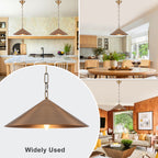 14.76 in. 60-Watt 1-Light Vintage Bronze Island Pendant Light with Cone Iron Shade for Kitchen, Dining Room