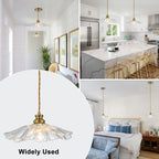 11.02 in. 1-Light Modern Pink Hanging Pendant Light with Flower Shaped Glass Shade for Bedroom, Kitchen Island