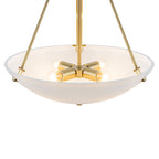 19.69 in. 4-Light Modern Farmhouse Gold Metal Bowl Island Pendant Light with White Glass Shade for Kitchen