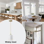 1-Light Gold Iron Semi-Domed Shape Pendant Light with Matte White Metal Shade Hollow Out Design for Living Room