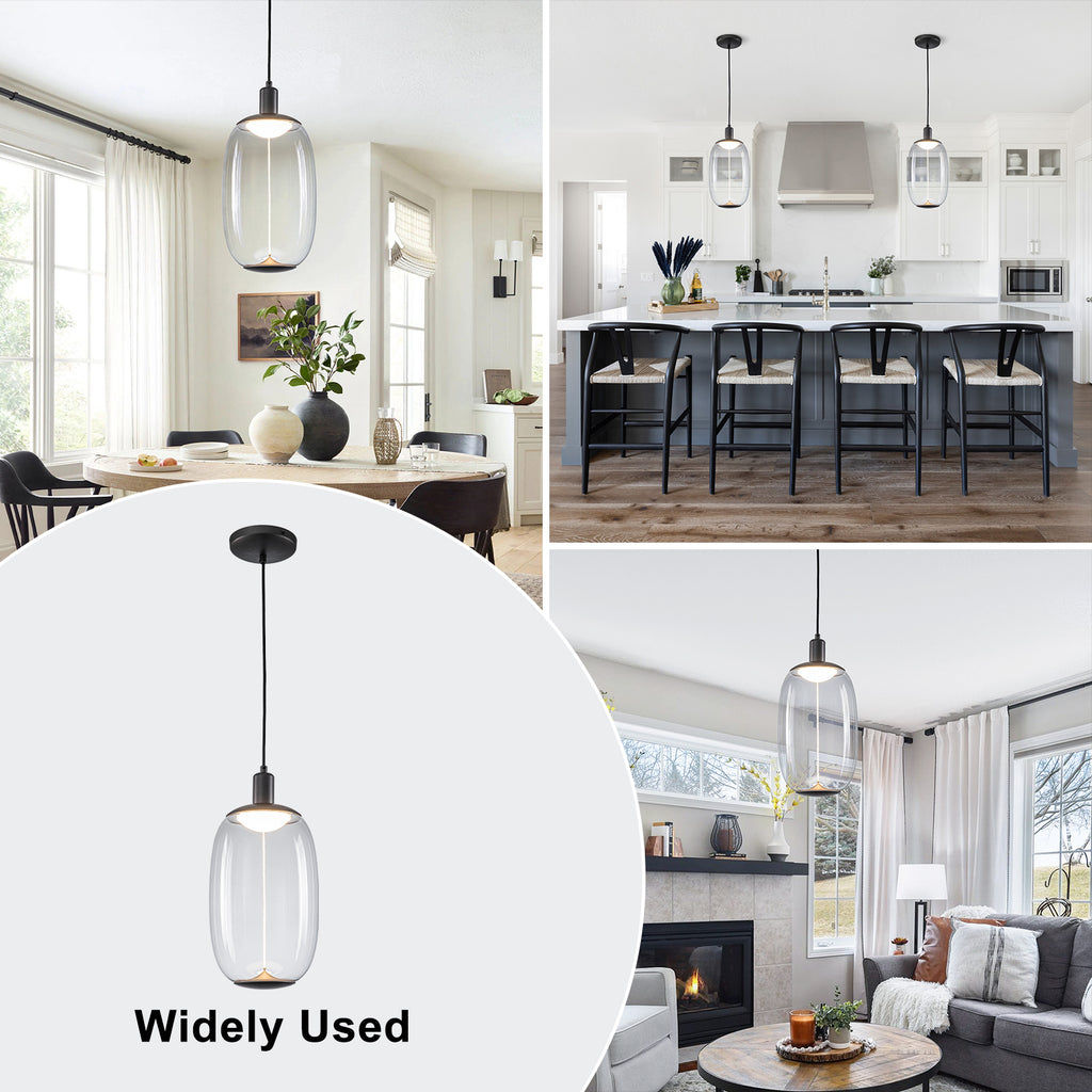 10-Watt 1-Light Modern Dimmable Integrated LED Pendant Light with Drum Shade for Kitchen Island