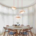 10.63 in. 1-Light Wooden Globe Hanging Pendant Light with White Glass Shade for Kitchen Island, Bedroom