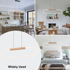 47.24 in. 1-Light Modern Black Linear Integrated LED Pendant Light Fixture with Wood Accent for Kitchen Island