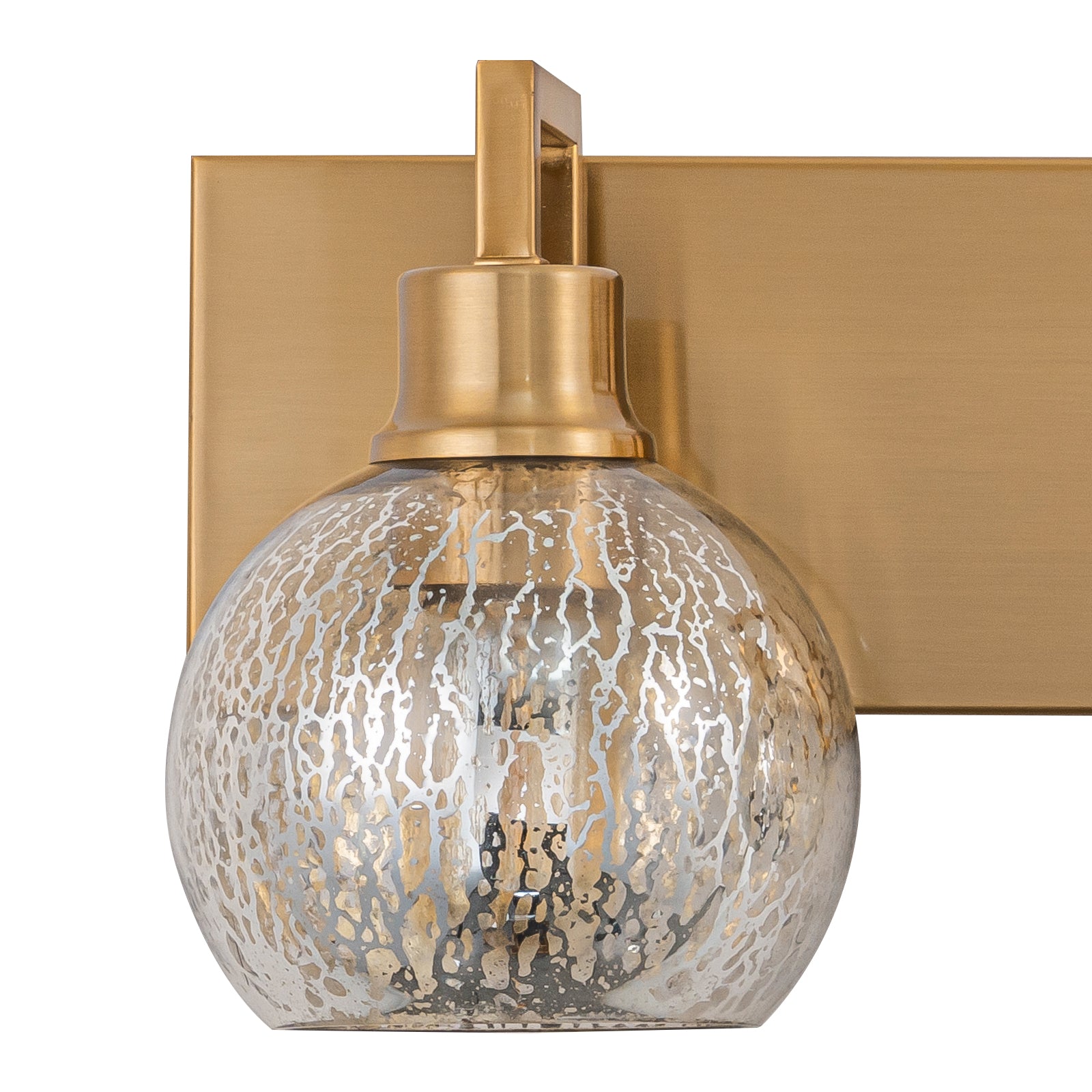 20.47 in. 3-Light Modern Gold Metal Linear Bathroom Vanity Light with Globe Mercury Glass Shades