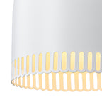 1-Light Gold Iron Semi-Domed Shape Pendant Light with Matte White Metal Shade Hollow Out Design for Living Room