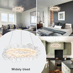 1-Light Gold Modern Round Globe Crystal Integrated LED Chandelier Dimmable Pendant Light with Glass Bubbles