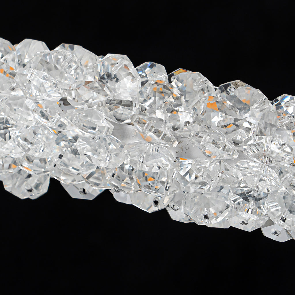 1-Light Modern Gold Metal Ring Crystal Integrated LED Pendant Light Dimmable Chandelier for Dining Room