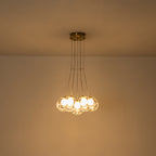 7-Light Modern Gold Sputnik Cluster LED Chandelier with Clear Globe Shades for Living Room