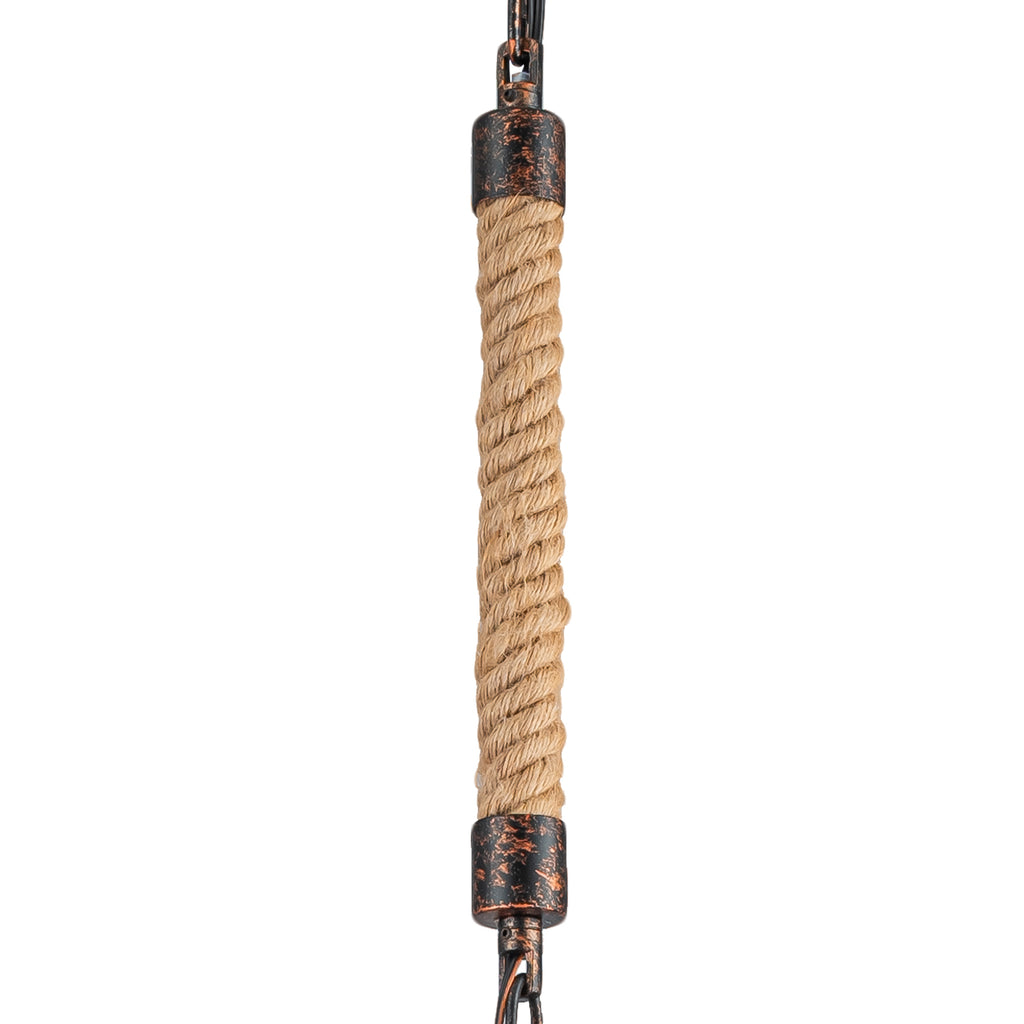 6.69 in. 1-Light Vintage Industrial U-Shaped Iron Pendant Light with Natural Onyx Shade