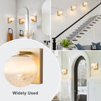 5.9 in. 1-Light Modern Gold Globe Integrated LED Wall Sconce Light with White Glass Shade for Bathroom Hallway