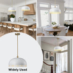 3-Light Gold Iron Semi-Domed Shape Pendant Light with Matte White Metal Shade Hollow Out Design for Living Room