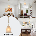 1-Light Modern Gold Bell Shaped Chandelier Hanging Light with Champagne-Colored Glass Shade for Dining Room