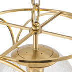 11.5 in. 1-Light Modern Copper Metal Pendant Light with Clear Crackle Globe Glass Shade for Kitchen Island, Dining Room