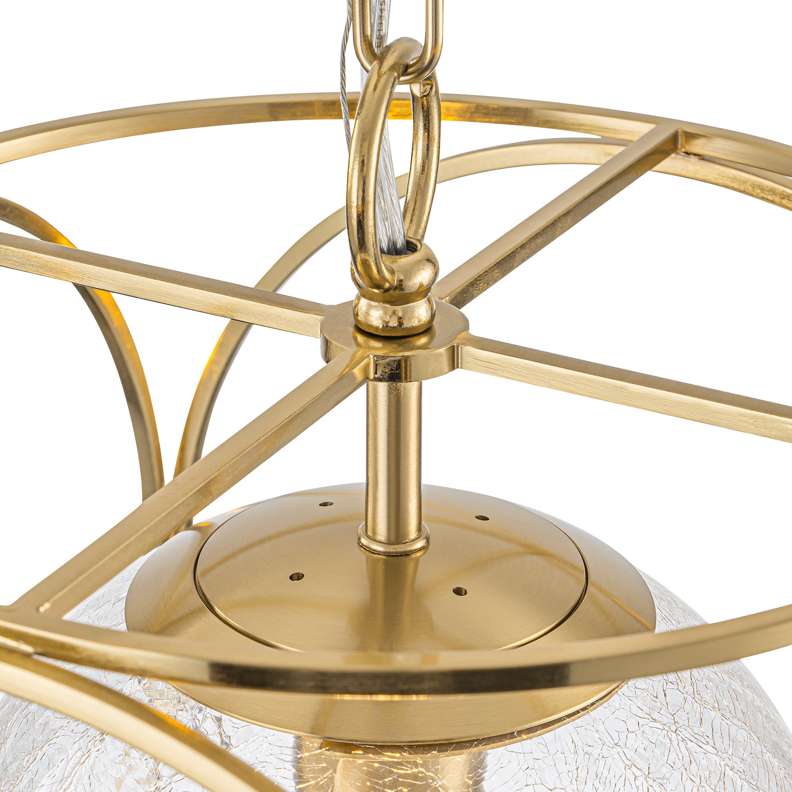 11.5 in. 1-Light Modern Copper Metal Pendant Light with Clear Crackle Globe Glass Shade for Kitchen Island, Dining Room