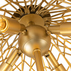 26 in. 4-Light Modern Luxury Gold Bowl Semi-Flush Mount Ceiling Light with Metal Leaf Shade