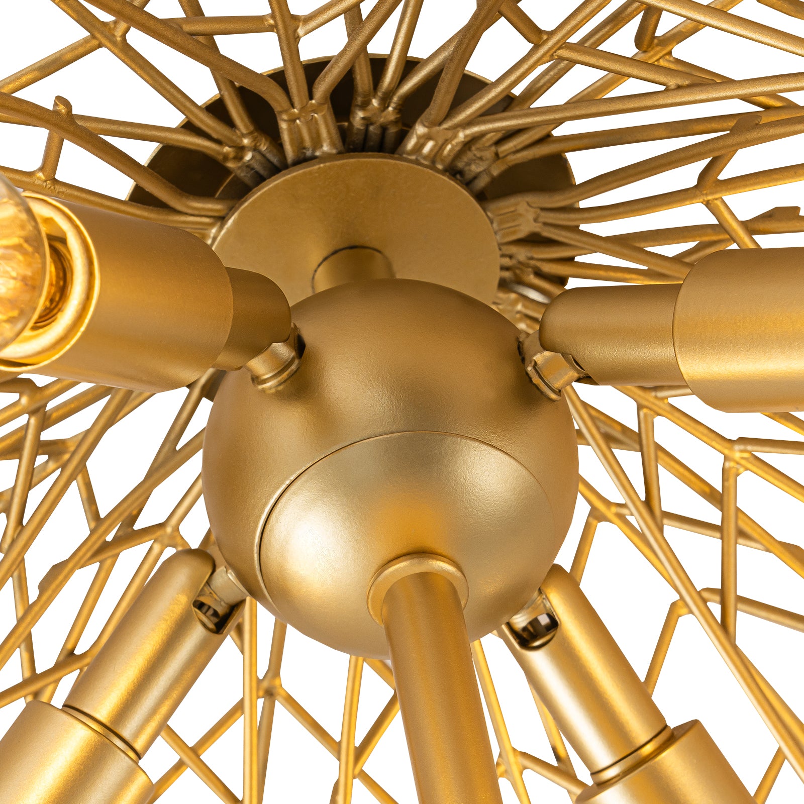 26 in. 4-Light Modern Luxury Gold Bowl Semi-Flush Mount Ceiling Light with Metal Leaf Shade