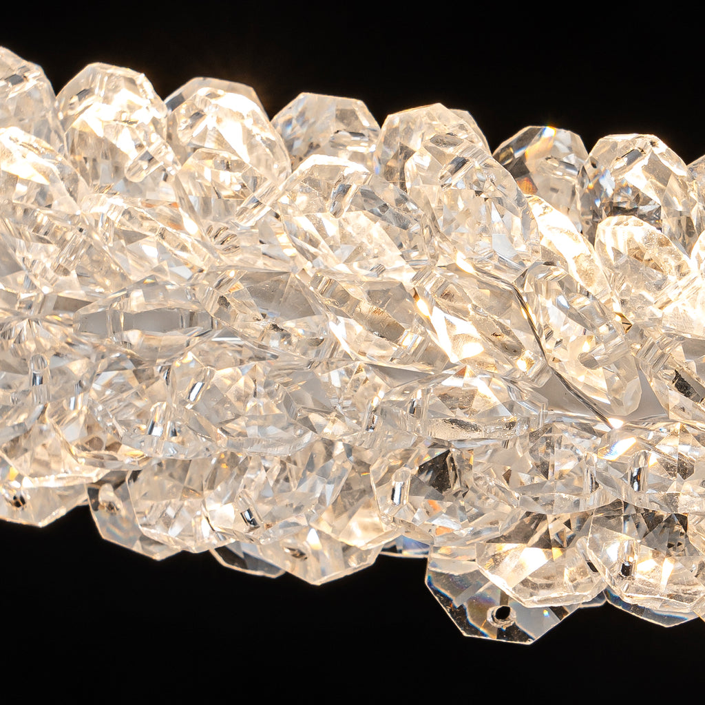 1-Light Modern Gold Metal Ring Crystal Integrated LED Pendant Light Dimmable Chandelier for Dining Room