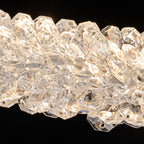 1-Light Modern Gold Metal Ring Crystal Integrated LED Pendant Light Dimmable Chandelier for Dining Room