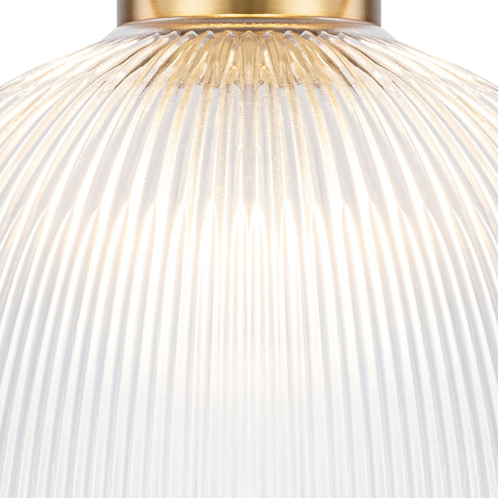 1-Light Industrial Brass Metal Dome Pendant Light with Clear Glass Shade for Kitchen Island, Dining Room