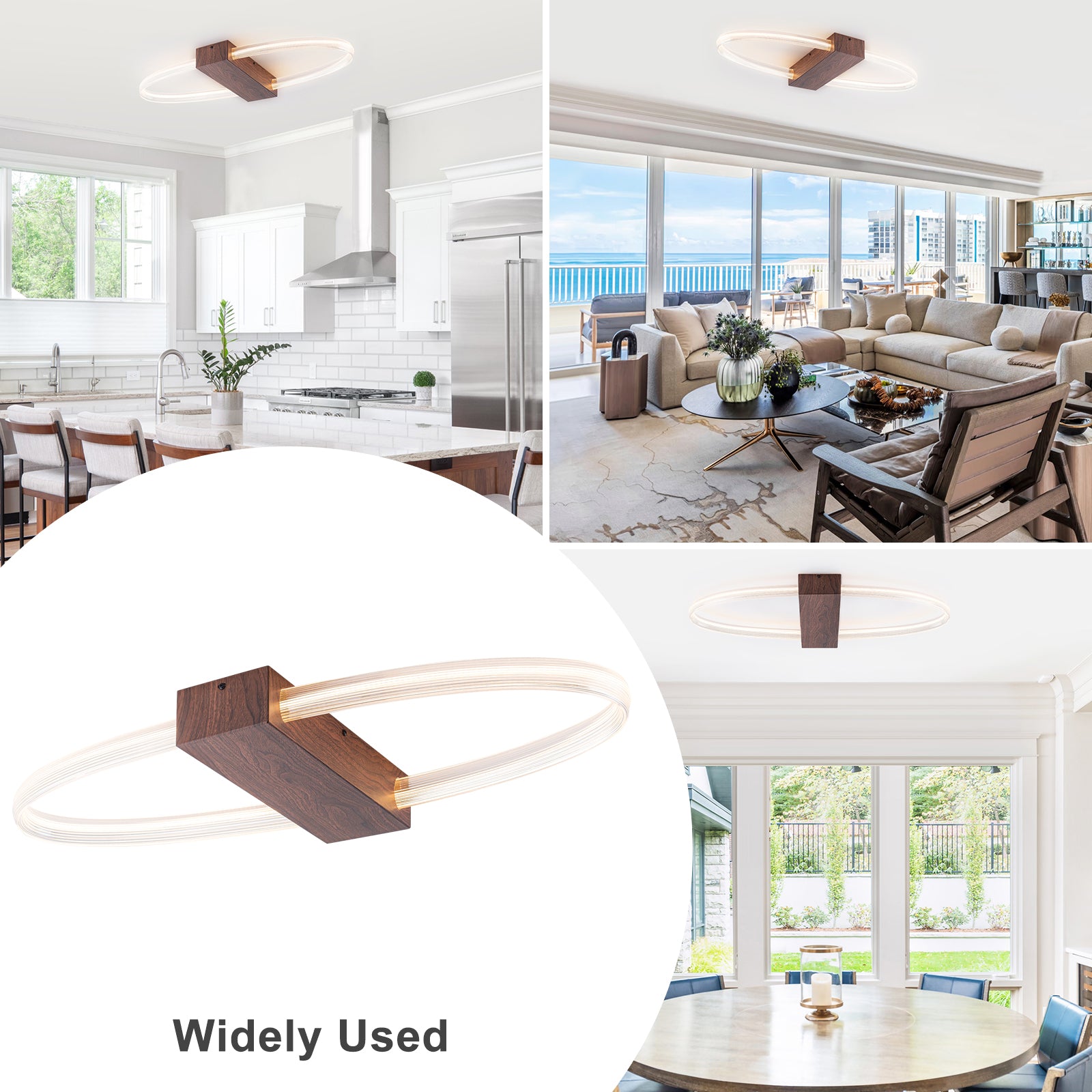 31.5 in. 1-Light Modern Brown Oval Integrated LED Flush Mount Ceiling Light Dimmable Ceiling Light
