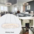 1-Light Gold Modern Round Globe Crystal Integrated LED Chandelier Dimmable Pendant Light with Glass Bubbles