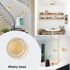 7.48 in. Modern Brass Round Dimmable Integrated LED Wall Sconce Clear Glass Bathroom Vanity Light