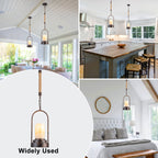 6.69 in. 1-Light Vintage Industrial U-Shaped Iron Pendant Light with Natural Onyx Shade