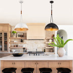 15.75 in. 3-Light Vintage Industrial Metal Dome Pendant Light Chandelier with Iron Shade for Kitchen, Dining