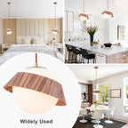 10.63 in. 1-Light Wooden Globe Hanging Pendant Light with White Glass Shade for Kitchen Island, Bedroom
