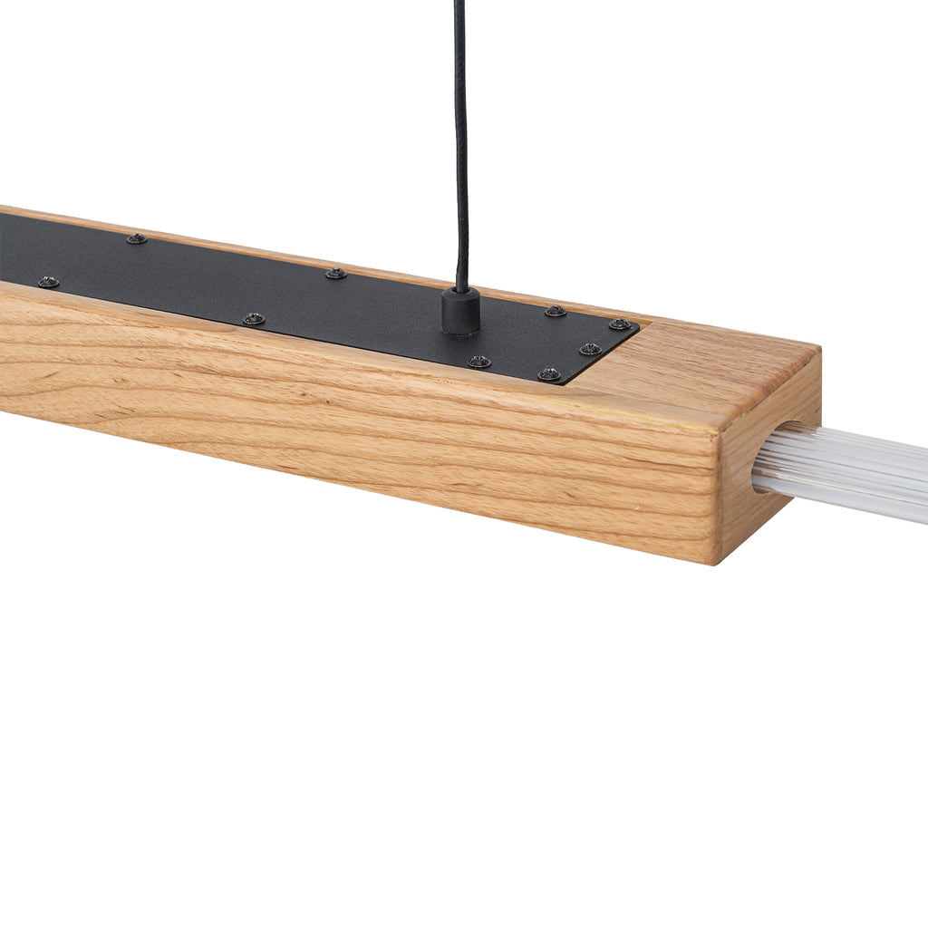 47.24 in. 1-Light Modern Black Linear Integrated LED Pendant Light Fixture with Wood Accent for Kitchen Island