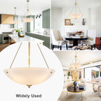 19.69 in. 4-Light Modern Farmhouse Gold Metal Bowl Island Pendant Light with White Glass Shade for Kitchen