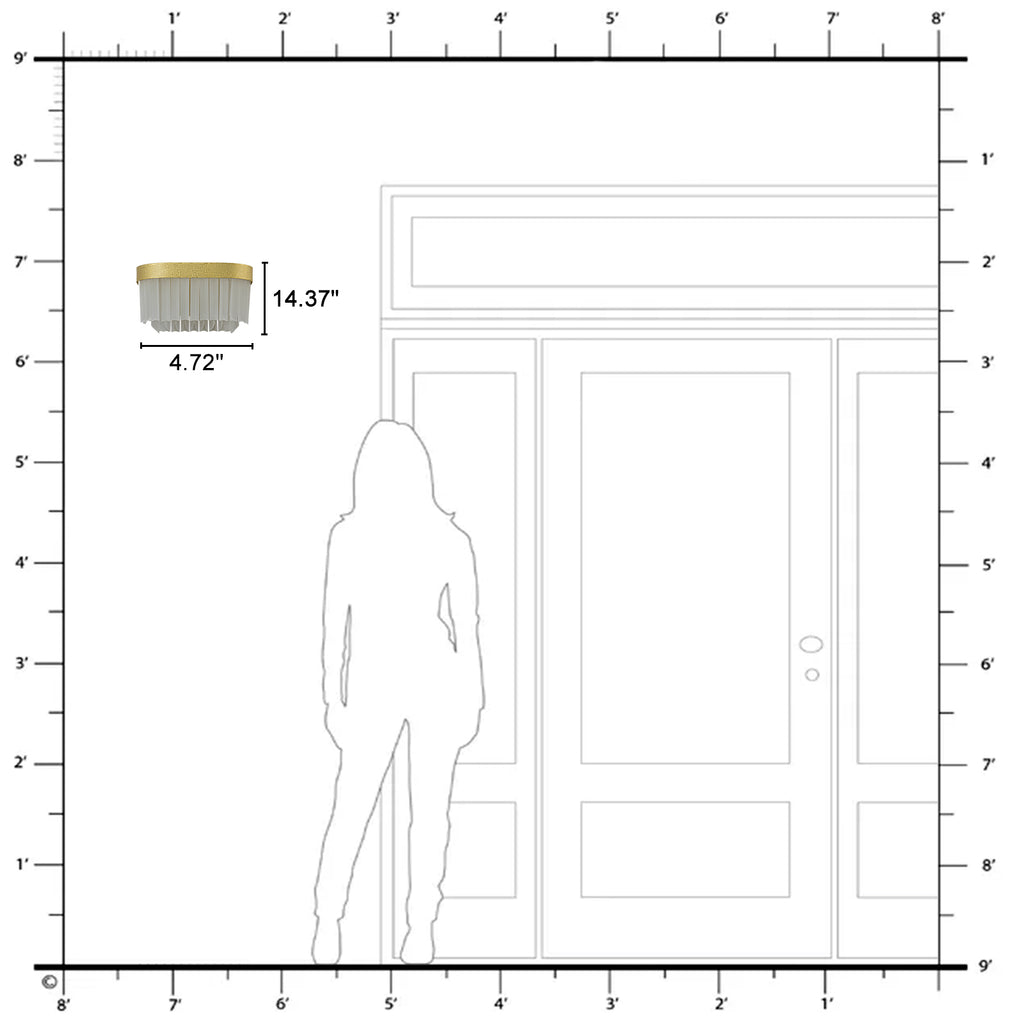 14.37 in. 2-Light Modern Gold Metal Wall Sconce with Frosted Glass Shades