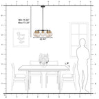 22.44 in. 5-Light Modern Black Branch Chandelier with Clear Cracked Glass Shades for Kitchen Island, Living Room
