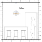 14.96 in. 1-Light Industrial Metal Black/White Dome Pendant Light with Iron Shade for Dining Rooms, Kitchens