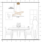 2-Light Modern Gold Double Ring Dimmable Integrated LED Chandelier Tiered Pendant Light with Crystal for Dining Room