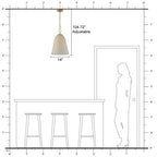 1-Light Modern Gold Bell Shaped Chandelier Hanging Light with Champagne-Colored Glass Shade for Dining Room