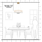 1-Light Modern Gold Metal Ring Crystal Integrated LED Pendant Light Dimmable Chandelier for Dining Room