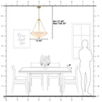 19.69 in. 4-Light Modern Farmhouse Gold Metal Bowl Island Pendant Light with White Glass Shade for Kitchen