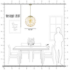 6-Light Modern Metal Gold Globe Cage Chandelier with Glass Flower Shade for Living Room, Dining, Bedroom
