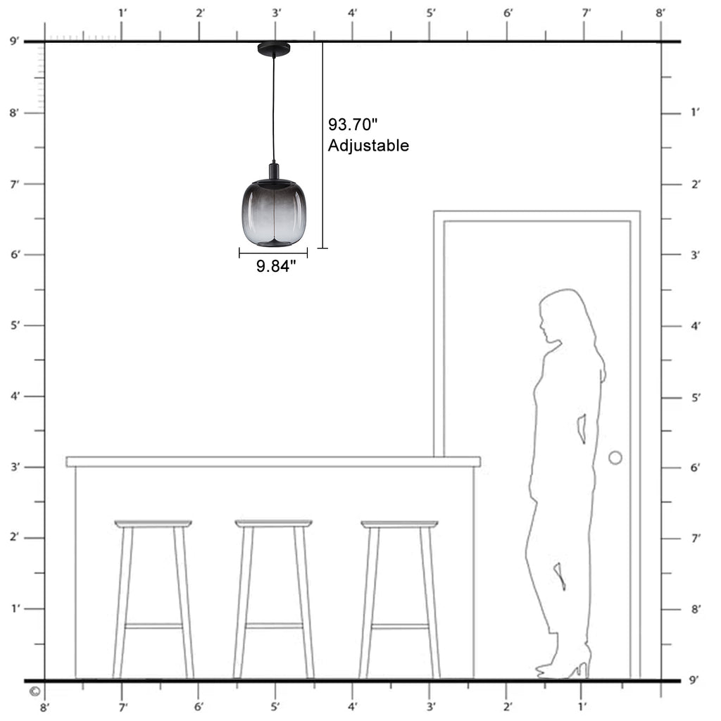 10-Watt 1-Light Modern Dimmable Integrated LED Pendant Light with Drum Shade for Kitchen Island