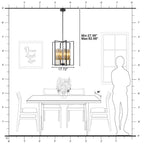 17.72 in. 6-Light Industrial Black Iron Geometric Chandelier with Clear Glass Shades for Kitchen Island Foyers Hallway
